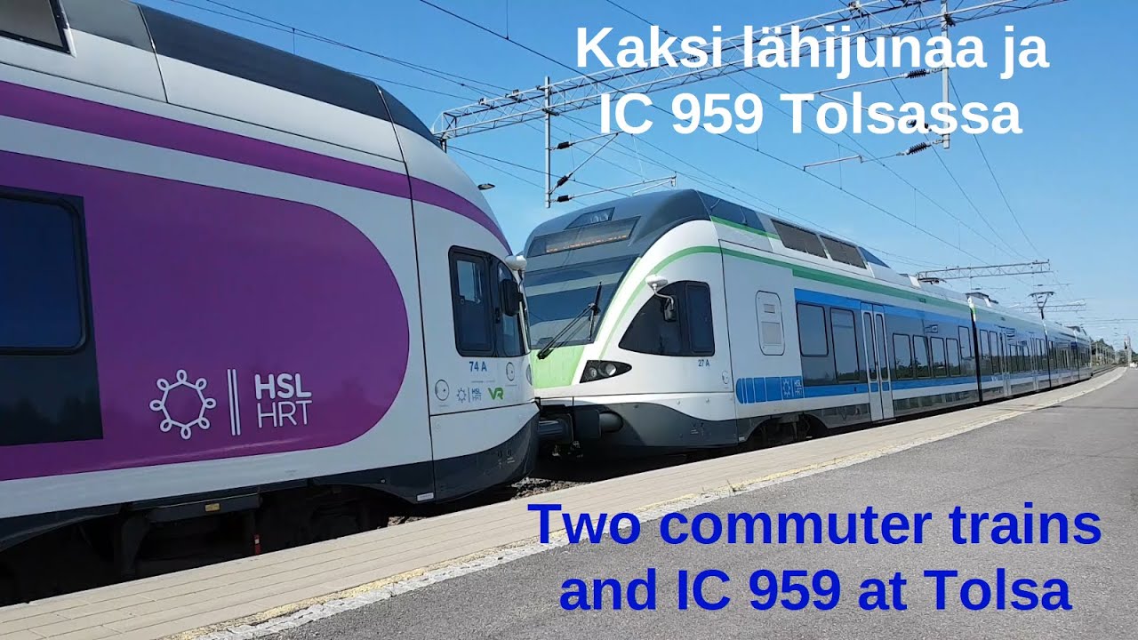 Kaksi lähijunaa ja IC 959 Tolsassa | Two commuter trains and IC 959 at Tolsa