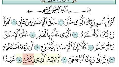 سورة العلق مع تتبع الكلمات    المصحف المعلم لخليفة الطنيجي