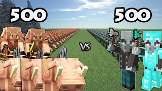 500 Hoglins + Piglins Vs 500 Vindicators | Minecraft