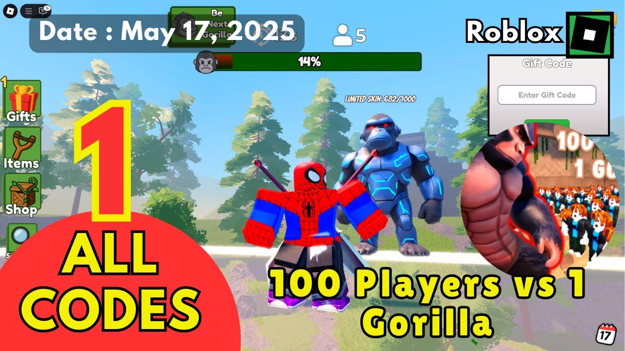 ALL Working Codes | Semua Kode 100 Players vs 1 Gorilla Roblox, May 17 ...