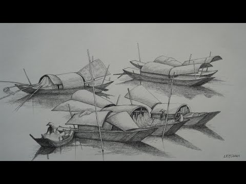 Video Vẽ tranh đề tài thuyền trên sông | Cách vẽ tranh chủ... - youtube