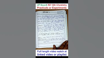 Chemistry Practical File Class 12th, All Experiments | 12th Chemistry All Practicals | UP Board 2025