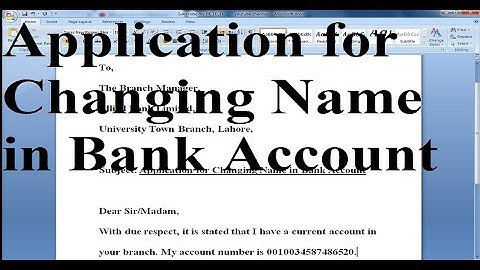 Application for Changing Name in Bank Account