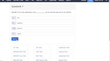 ASP.NET CORE QUIZ ON TUTORIAL TEACHER
