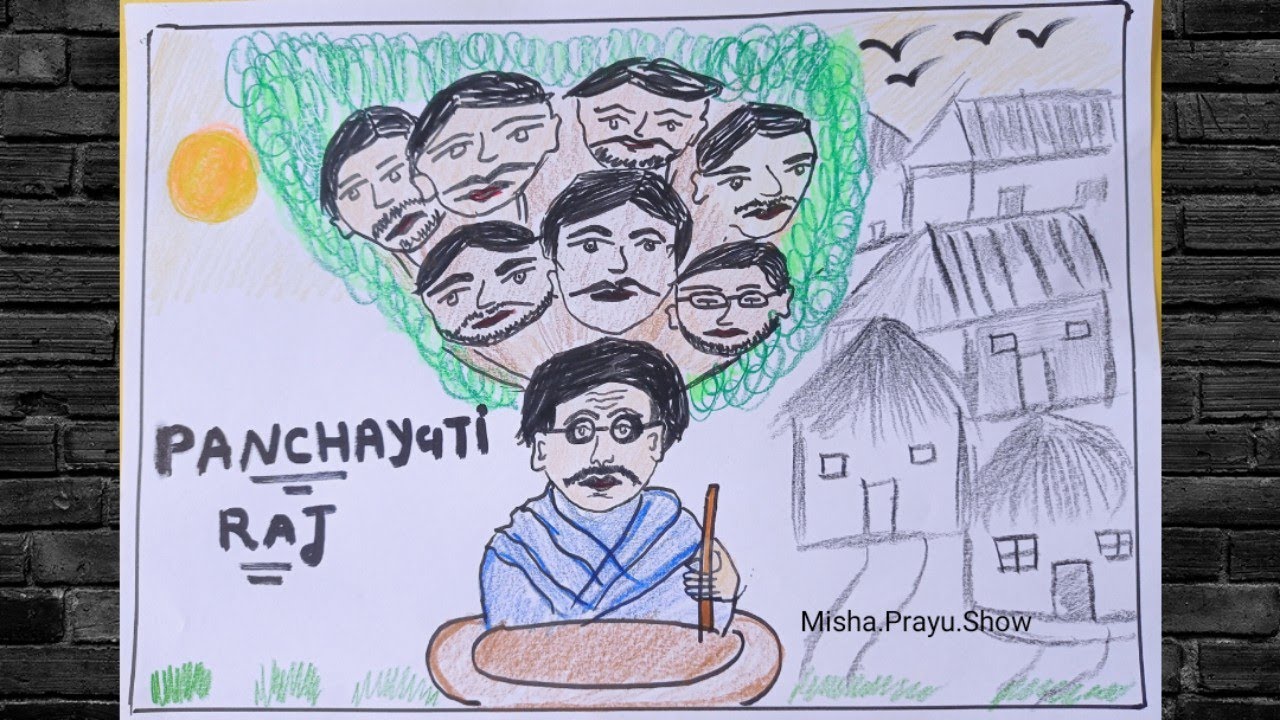 National Panchayati Raj Day | Panchayati raj in India Drawing | gram  panchayat drawing very easy - YouTube