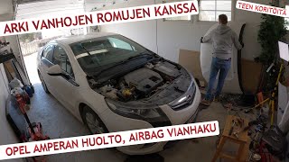 Arki vanhojen romujen kanssa  Opel Amperan korjausta, airbagvalon vianhakua