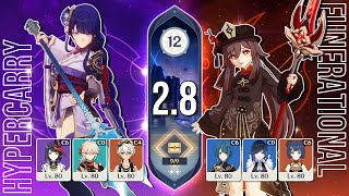 [2.8 Spiral Abyss Floor 12] C0 Raiden Hypercarry & Funerational C1 Hu Tao | Genshin Impact