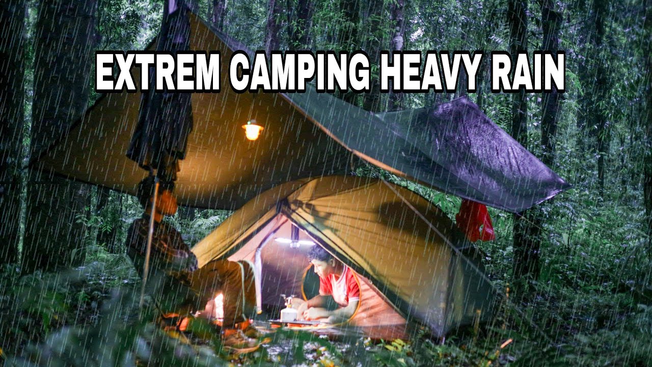 CAMPING HEAVY RAIN AND THUNDERSTORMS • CAMPING IN RAIN ASMR - YouTube