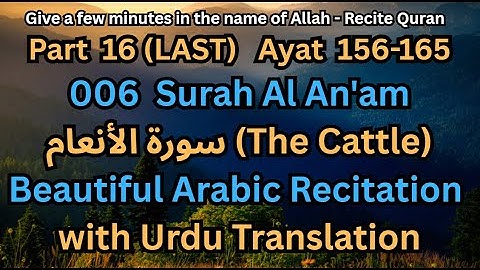 Part 16  (LAST)  Ayat 156-165  006 Surah Al An'am   سورة الأنعام  Urdu Translation
