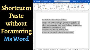 Shortcut to Paste without formatting in Ms Word