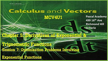 Chap 5 Session 7 Exponential & Trigonometric Functions Optimization Problems Involving Exp Functions