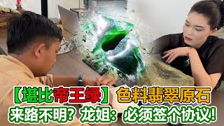 【堪比帝王綠】色料原石翡翠，來路不明？龍姐：必須得簽個協議！