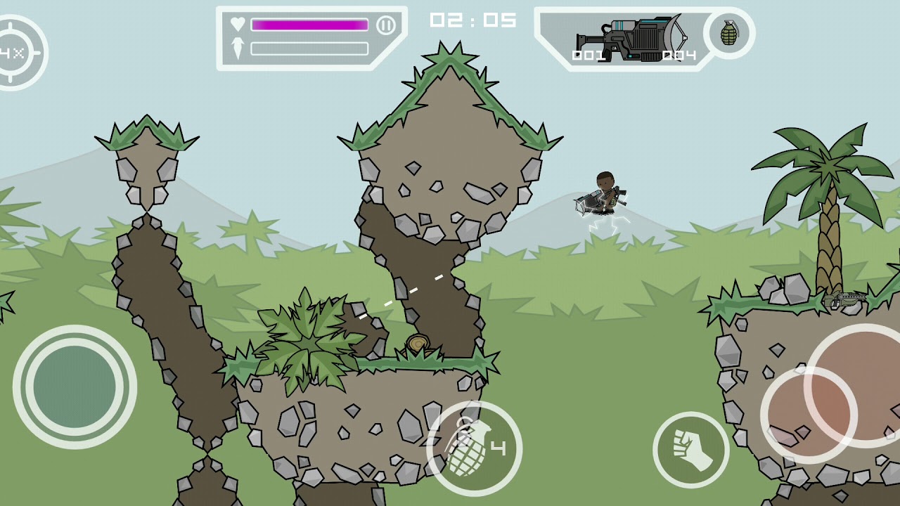 Mini Militia EMP GUN self rocket booster damage challenge