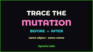 Trace the mutation — before / after, same object