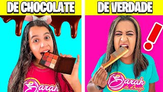 CHOCOLATE vs REAL DESAFIO DA MAQUIAGEM ! - Sarah de Araújo screenshot 5