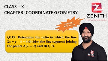 Determine the ratio in which the line 2x + y – 4 = 0 divides the line segment joining the points....