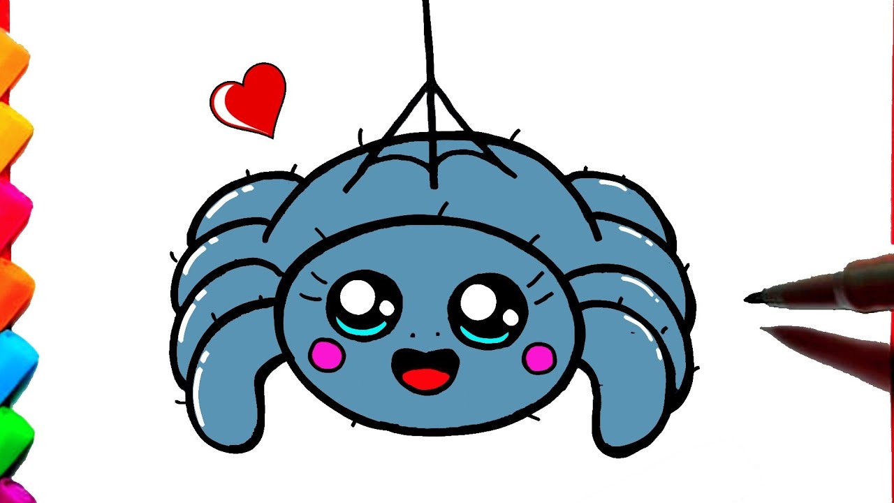 Cómo dibujar linda Araña kawaii | Dibujos de Halloween ♥ Dibujos Kawaii ...
