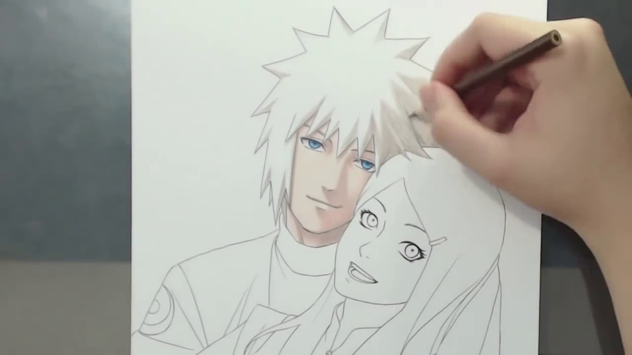 Mayara Rodrigues Drawings - Minato, Kushina e Naruto