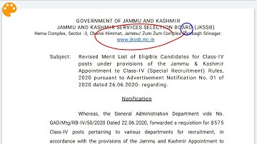 JKSSB CLASS-IV REVISED MERIT LIST OUT