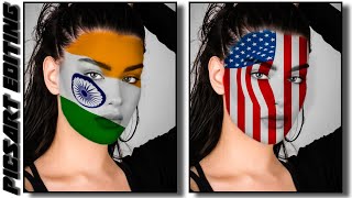 How to put National Flag on Face | Picsart face paint editing | new editing | PicsArt Flag on Face screenshot 1