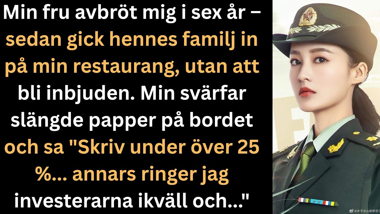 "Skriv under 25 % annars ringer jag investerarna ikväll och stänger ner det här stället." Min svärfar slängde pappret på bordet medan min fru Jennifer stod bakom honom med kalla, avlägsna ögon....