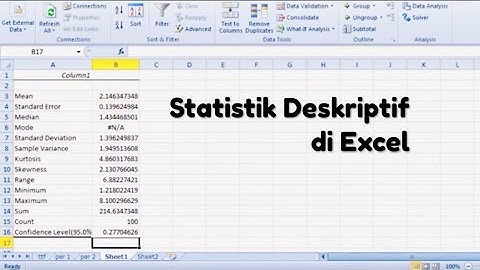 Statistik Deskriptif Menggunakan Data Analysis di Excel