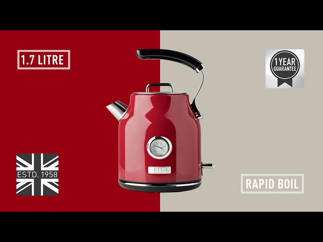 Haden Dorset 1.7 Liter Stainless Steel Electric Tea Kettle, Red