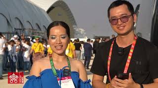 Nghệ sĩ múa Việt Nam trong Đàng Thánh Giá của Đại hội Giới trẻ Thế giới Lisbon 2023.