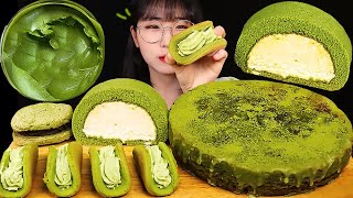 녹차 밀크 스프레드 1통 들어간 케이크 먹방💚디저트39 녹차디저트 Green Tea Ganache Cream CAKE MUKBANG ASMR eating sounds