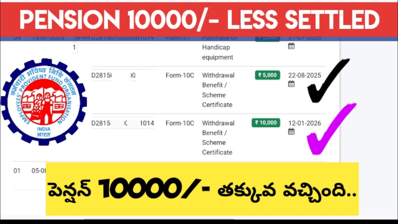 PF Pension claim settled RS .10000/- Telugu 