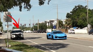 CARS GO CRAZY IN FRONT OF COPS | Orlando Cars & Coffee | August 2023 | Exits/Pullouts