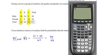 Probability: Contingency Tables: Complementary Probability: Student Grades
