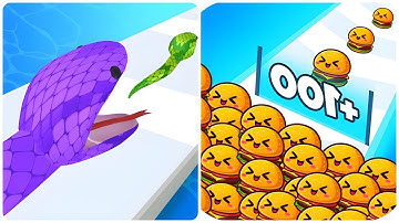 Snake Run Race vs Food Run 3D - (ASMR Gameplay, New Update), All Level 