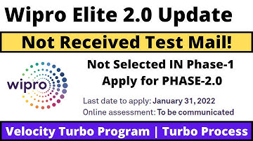 Wipro Elite NTH 2.0 Reminder Update | Not Received Exam Mail | Velocity Turbo Program | 2022 BATCH