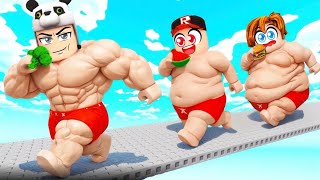 Robloxta Çeli̇msi̇z Şi̇şkodan Kasli Proya Geçti̇k 💪🏼😂 (Roblox +1 Fat To Fit)
