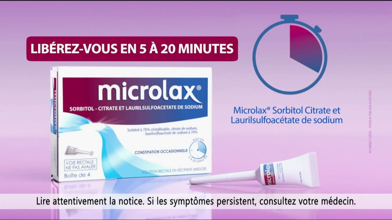 Microlax (constipation - laxatif) libérez-vous en 5 à 20 min - Publicité  