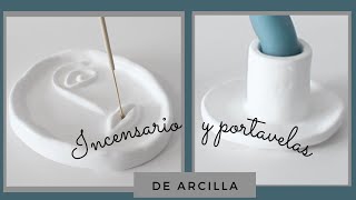 INCENSARIO Y PORTAVELAS DE ARCILLA