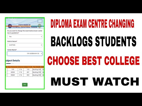 AP DIPLOMA EXAM CENTRE CHANGING BACKLOGS STUDENTS | changing Option