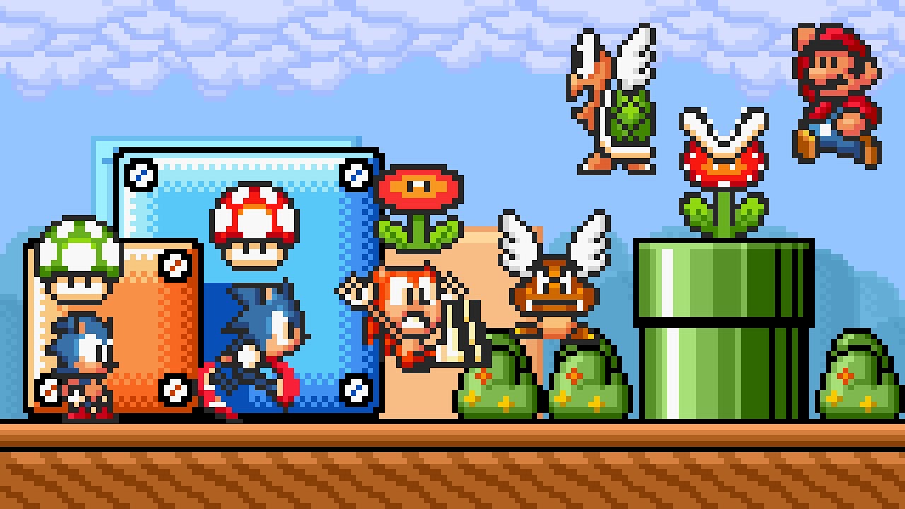 Play SNES Sonic in Super Mario World Online in your browser 