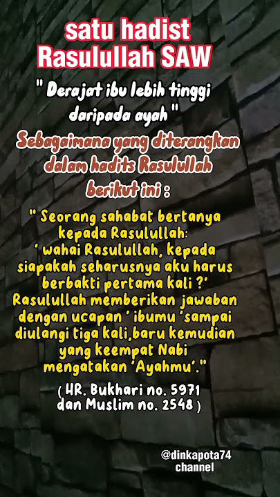 satu hadist Rasulullah SAW, Derajat Ibu Lebih Tinggi daripada Ayah#shorts