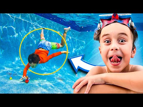 DESAFIO DO BAMBOLÊ NA PISCINA - Família Brancoala 