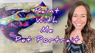 Time lapse acrylic painting on canvas/ Fun dog portrait/Fun artwork done in colorful paint