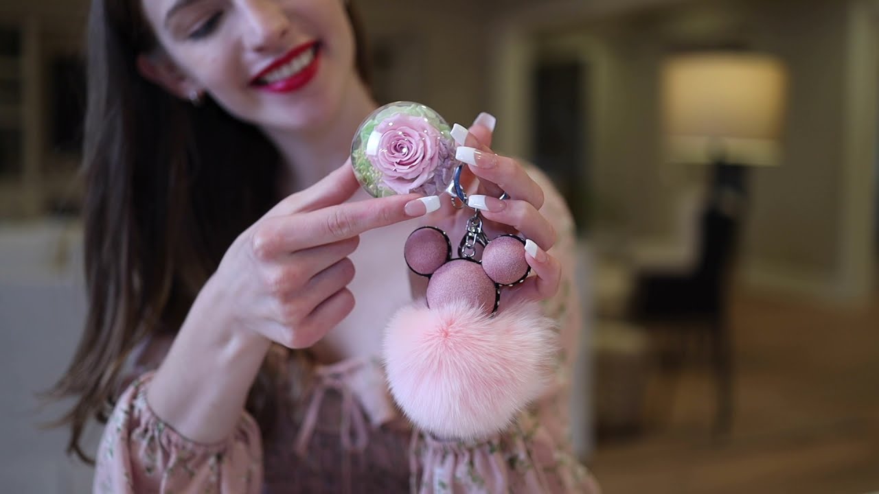 Everlasting Preserved Rose Pink Fluffy Ball Luxury Keychain | The Only Roses