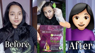 Burgundy Hair Color Under Rs.50/-✨ Coloring My White Hairs | Garnier Black Naturals Hair Color
