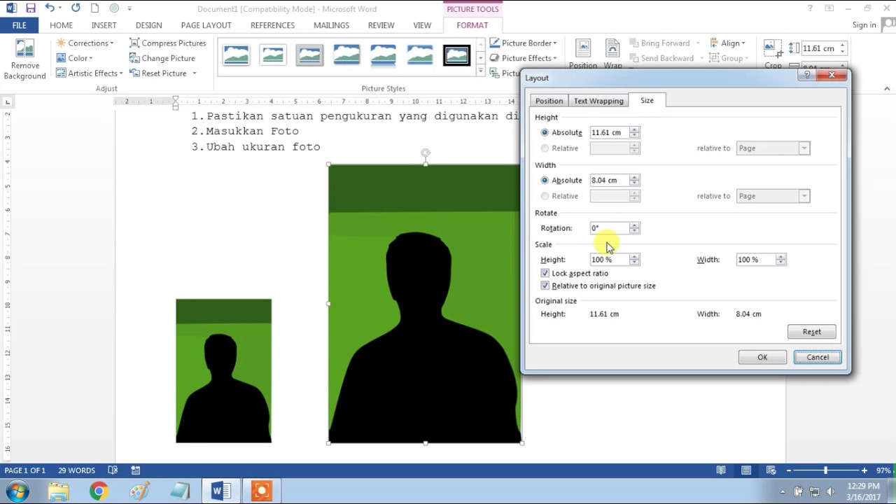 Cara membuat ukuran foto 4x6 & 3x4 di Microsoft Word - YouTube