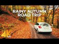 Relaxing Scenic Drive on a Rainy Autumn Day - New England Autumn Road Trip in 4K HDR