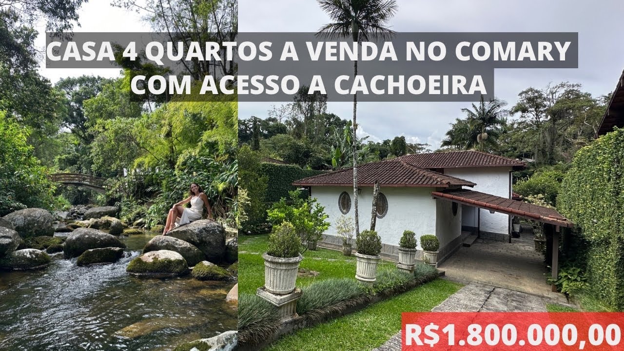 Suspensa | Casa colonial com 4 quartos, área gourmet, jardim e acesso a uma linda cachoeira