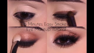 Simple & Easy 5 Minutes Smokey Eye Makeup Tutorial / Beginners Smokey Eye in less than 5 Minutes