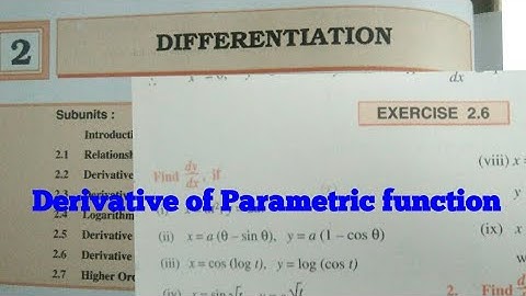 Derivative- Derivative Of Parametric Function.12th MathsHSC/CBSE Diploma Maths