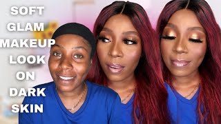 SOFT GLAM MAKEUP TUTORIAL ON DARK SKIN || CLIENT MAKEUP LOOK screenshot 5